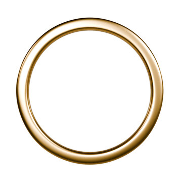Metallic circle ring gold 3D render abstract shape