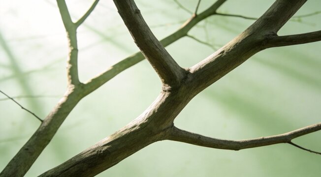 Artistic minimalist nature art of branch fork junction, Y-shaped simplicity, branching light, decisi