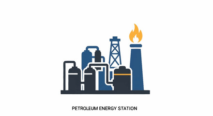 Obraz premium Industrial petroleum energy station illustration.