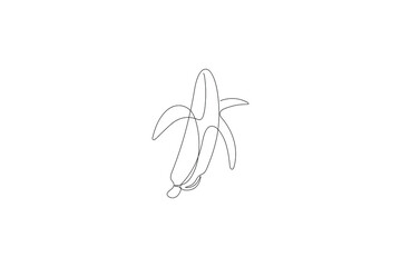 Fototapeta premium Banana single line art of a banana fruit icon for modern logo design 