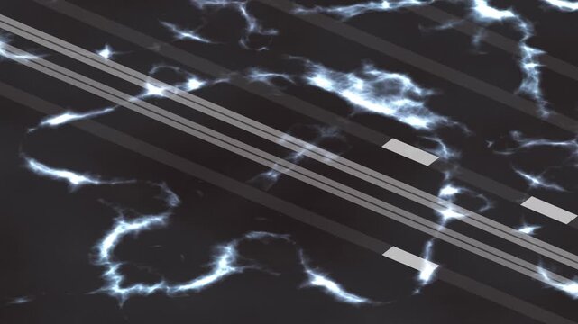 Abstract dark background with glowing white veins and diagonal parallel lines, creating a modern and dynamic visual effect.