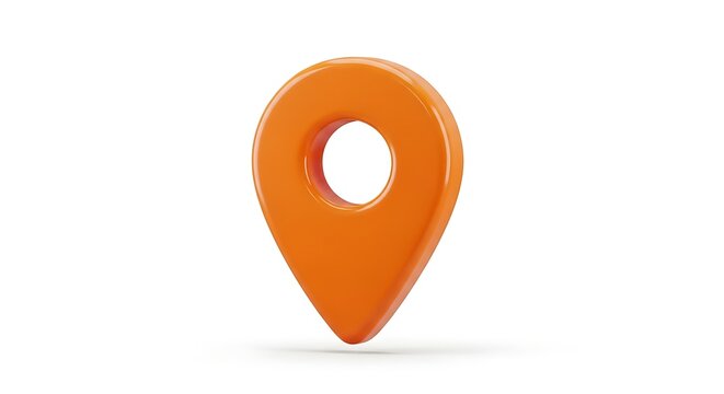 An orange map pin icon isolated on white background for navigation and location purposes