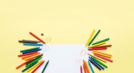 Fototapeta premium Colorful pencils arranged in creative pattern.