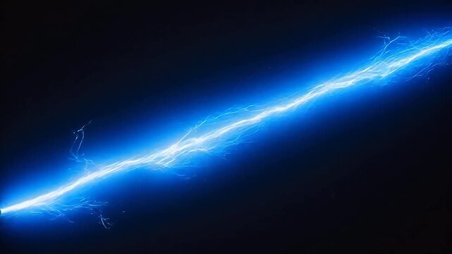Blue lightning bolt in dark sky