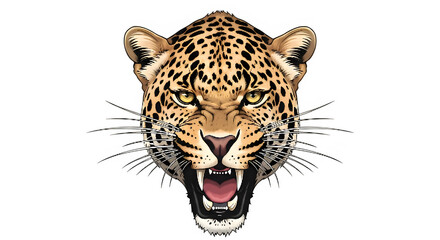 Obraz premium Leopard Head Roaring Portrait Close Up.