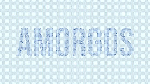 Amorgos dotted map animation. Digital style shape of the island. Amorgos shape and title blue dots appear with flickering effect. Greece. Creative Intro, outro, title, logo video.