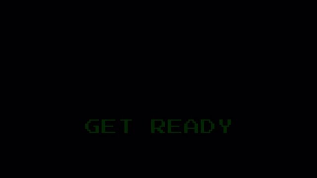 Pixel Text Get Ready Glitch Animation for Retro 8 Bit Arcade Video Game 4K on Black Background 4k video animation seamless loop