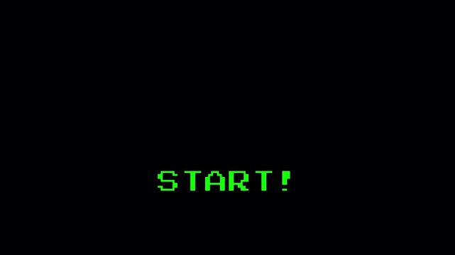 Pixel Text Glitch Animation for 8 Bit Retro Arcade Video Game on Black Background 4k video animation seamless loop