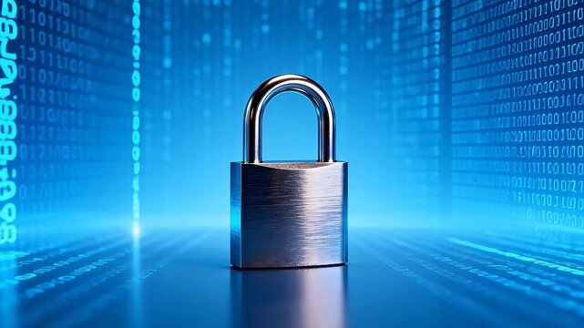 Metal lock with binary code background