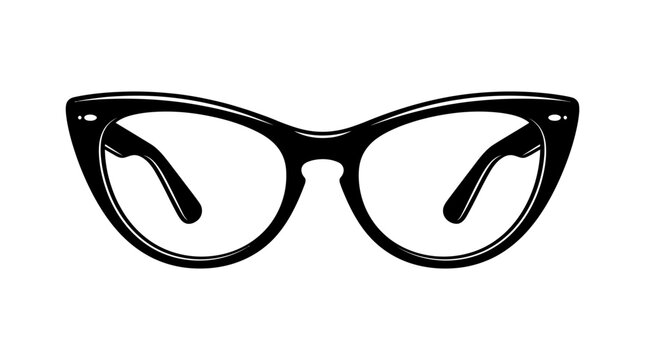 Cat‑Eye Glasses Vector Silhouette &ndash; Retro Vintage Eyewear Frame Design with Elegant Upward Sweep, Stylish Fashion Optical Vector Illustration Icon for Accessories, Branding, and Creative Design