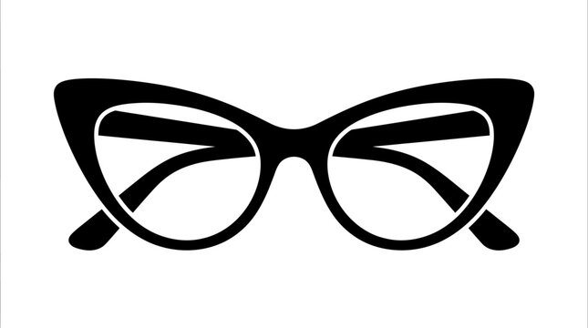 Cat‑Eye Glasses Vector Silhouette &ndash; Stylish Vintage Eyewear Frame Design with Bold Upward Sweep, Elegant Fashion Optical Vector Illustration Icon for Accessories and Branding