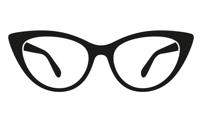 Cat‑Eye Glasses Vector Silhouette &ndash; Stylish Vintage Eyewear Frame Design with Bold Upward Sweep, Elegant Fashion Optical Vector Illustration Icon for Accessories and Branding