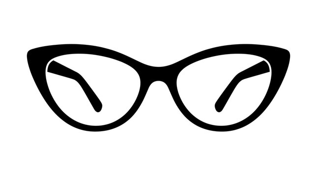 Cat‑Eye Glasses Vector Silhouette &ndash; Stylish Vintage Eyewear Frame Design with Bold Upward Sweep, Elegant Fashion Optical Vector Illustration Icon for Accessories and Branding