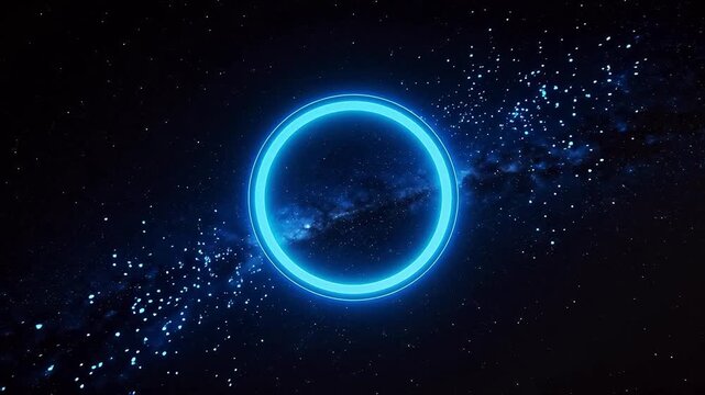 Blue glowing circle in space
