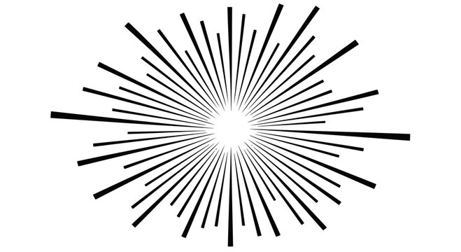A simple black and white illustration of a starburst design on a plain white background.