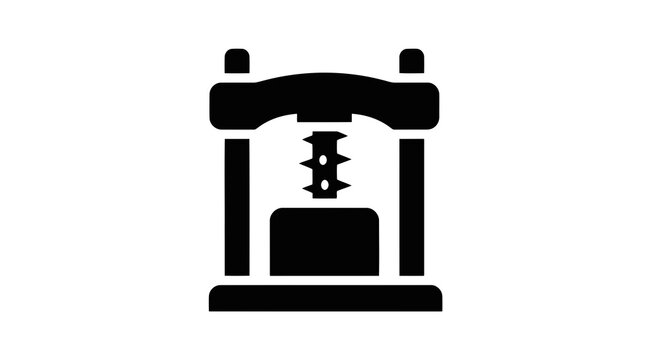 A simple black icon of a 3d printer on a white background.