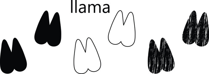 Fototapeta premium Llama Footprint Silhouette Vector – Animal Hoof Print Track Icon Editable EPS