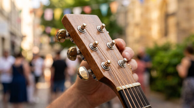 Guitare acoustique en plein concert ext&eacute;rieur