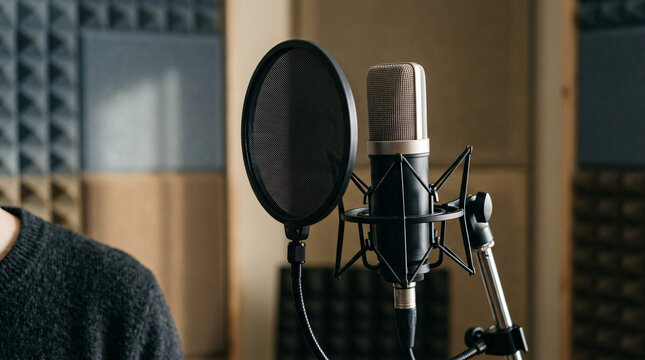 Microphone de studio avec filtre anti-pop