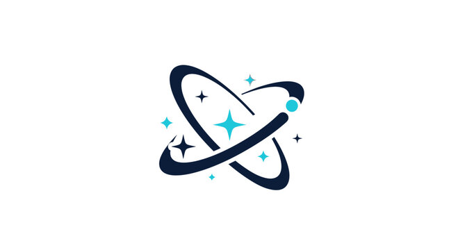 Atomic Structure Concept with Orbiting Particles and Glowing Core