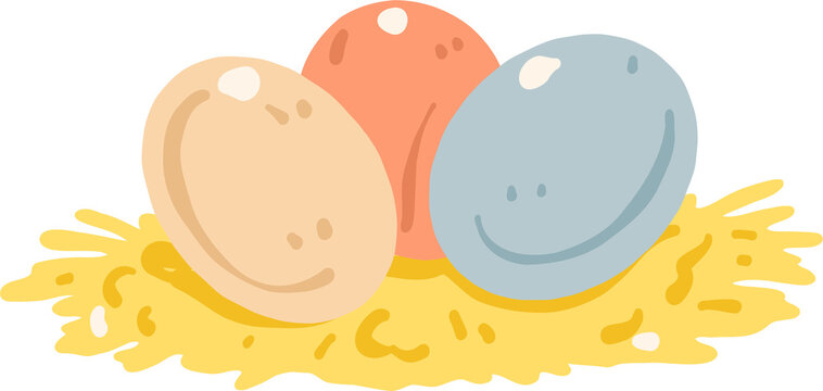 Cute Farm Eggs Cartoon Illustration