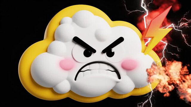 Angry cloud with lightning.