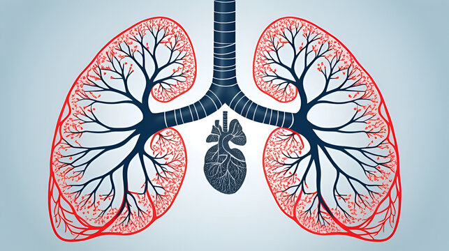 Abstract Lungs with red human bronchial tree structure. Lungs anatomy,left and right bronchus, bronchioles,Medicine cure tuberculosis, pneumonia, asthma. Abstract health care medical concept.
