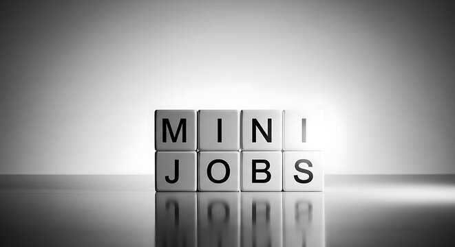 Mini jobs concept with block letters on reflective surface