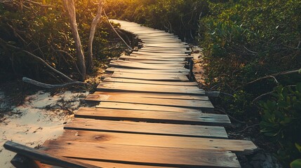 Obraz premium seismic. Wooden boardwalk fractured and displaced by seismic activity. ESG reports, sustainability campaigns, designed for sustainability communications and ESG reporting, drives climate awareness.