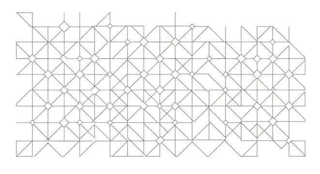 Geometric pattern with triangles and squares on white background