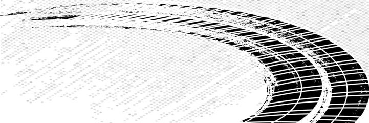 Tire treker background for rally, drift, motocross, offroad and other automotive and motorbike sports. Tire marks are black on a white background. vector ilustration © AunurRafiq