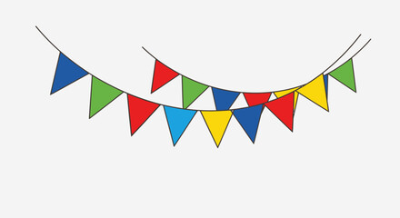 Fototapeta premium Colorful triangular party flags hanging.
