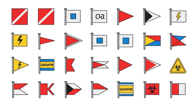 Collection of signal flags alphabet letters.