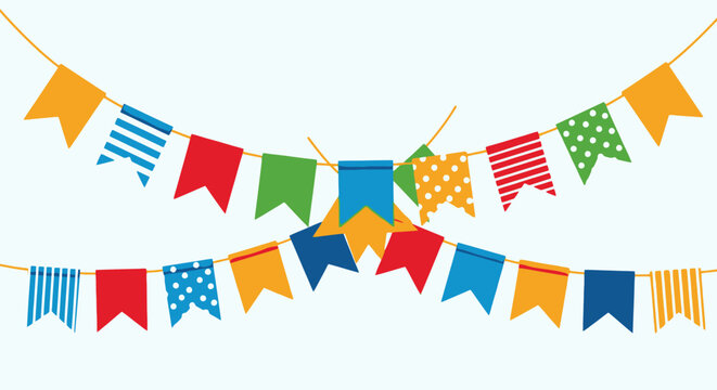 Colorful triangular festive party flags.