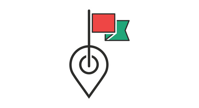 Location pin with flags icon.