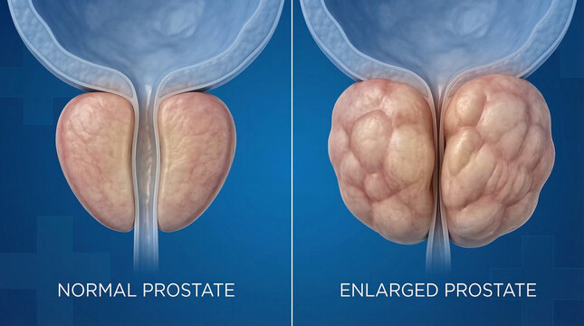 Normal vs Enlarged Prostate BPH Medical Anatomy Comparison