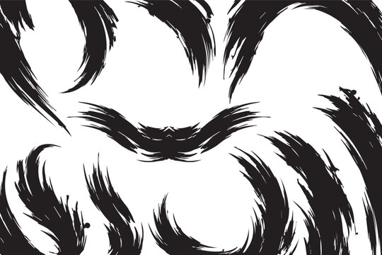 Abstract Black Brush Stroke Collection.