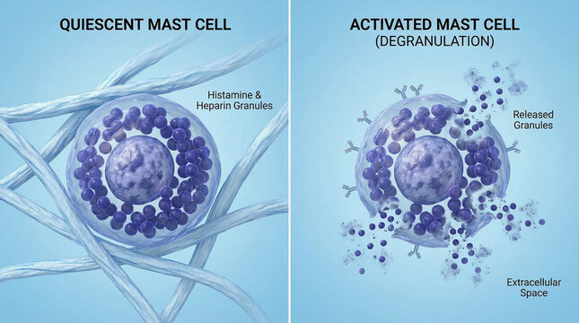 Mast Cell Activation and Degranulation Process 3D Illustration