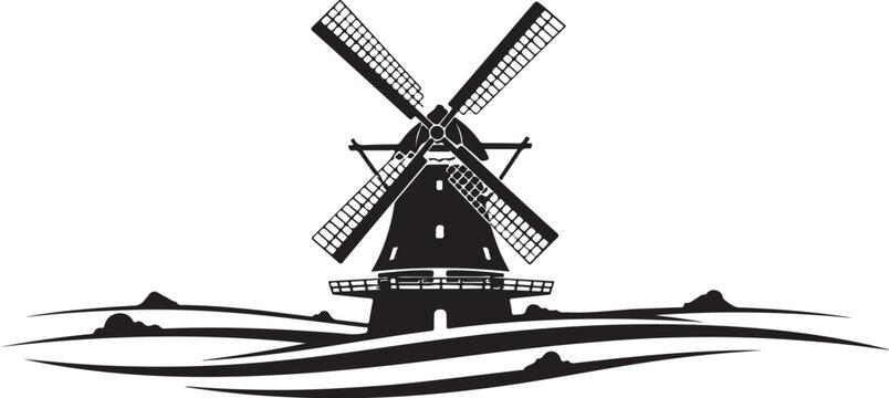 Black windmill icon vector illustration