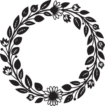 Black floral wreath vector illustration