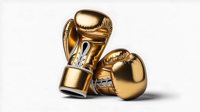 Golden boxing gloves isolated on clean background representing luxury sport and championship concept