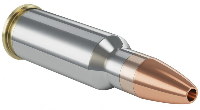 Silver bullet with copper tip and brass base ammunition