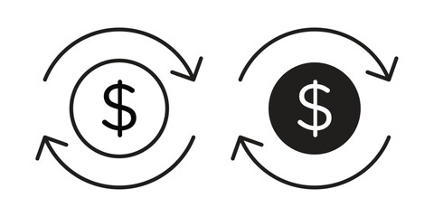 Obraz premium Cash flow icon. Vector linear icons. Editable stroke vector illustration