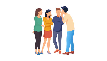 Fototapeta premium People illustration of four friends talking and sharing a secret