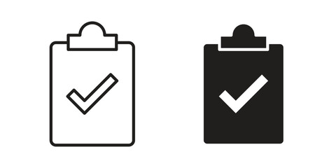 Clipboard check icon. Vector linear icons. Editable stroke vector illustration © Hunt