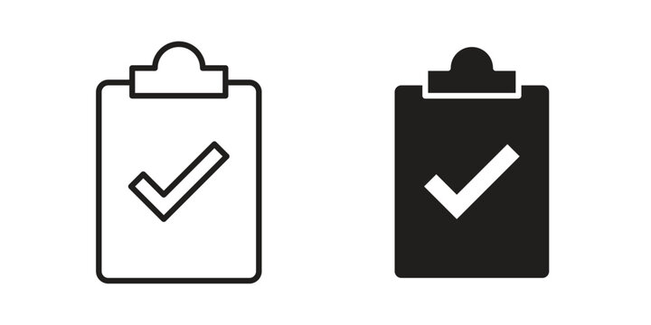 Clipboard check icon. Vector linear icons. Editable stroke vector illustration