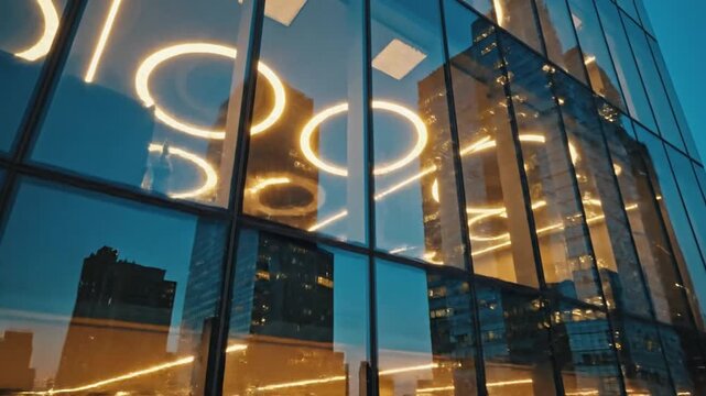 Cityscape reflection at night.