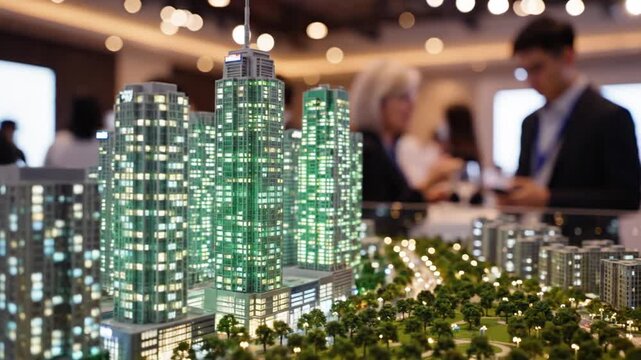 Cityscape model at exhibit.