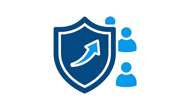 Shield Icon with Arrow and People Motion Graphic Animation Background