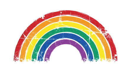 Obraz premium Distressed Rainbow Icon, LGBTQ Pride Symbol, Vintage Grunge Style, Isolated on White